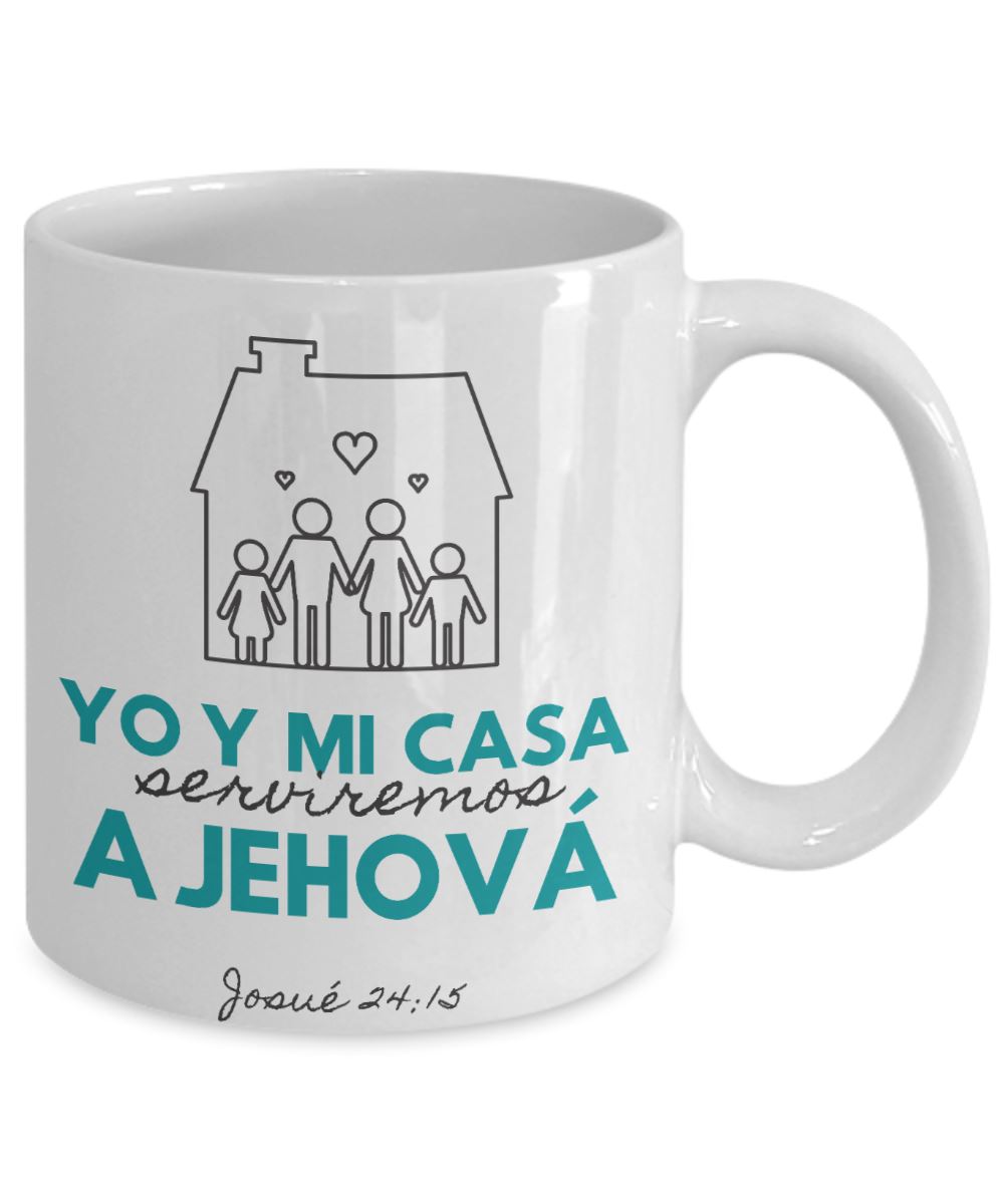 Taza con Mensaje De Dios: Versículo Biblia: Yo y mi casa… - Josué 24:15 ( Verde ) Coffee Mug Gearbubble 
