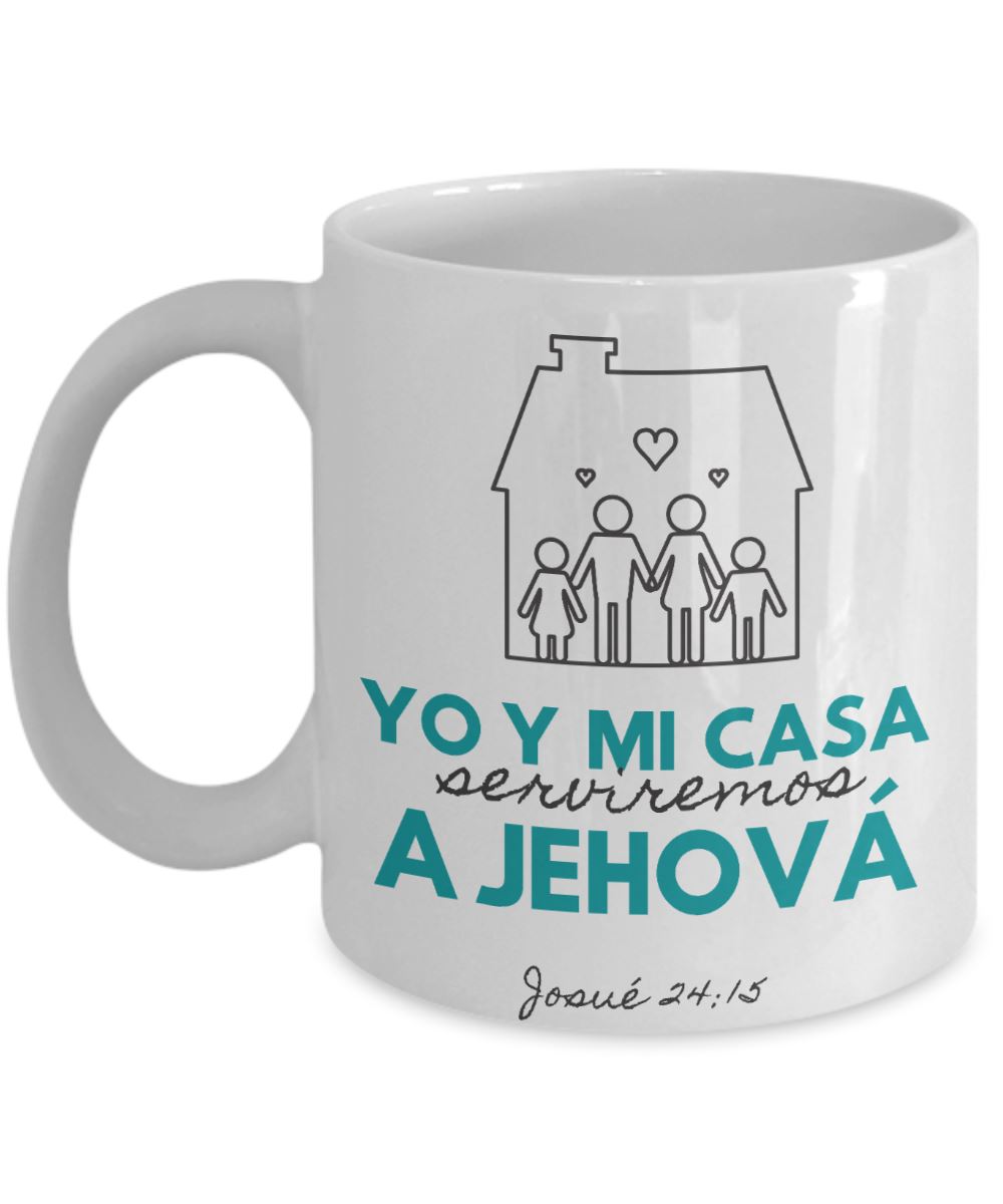 Taza con Mensaje De Dios: Versículo Biblia: Yo y mi casa… - Josué 24:15 ( Verde ) Coffee Mug Gearbubble 