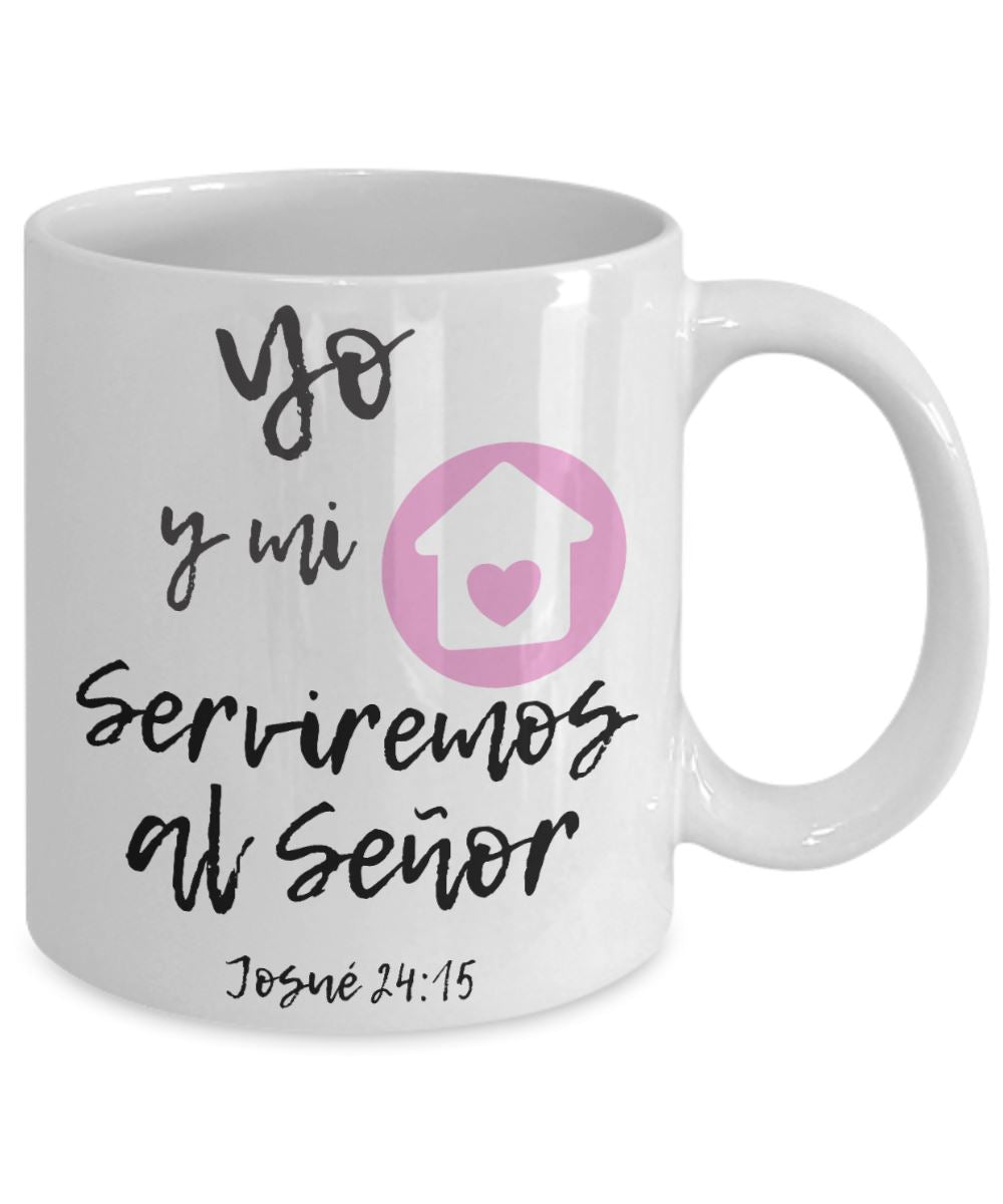 Taza con Mensaje De Dios: Yo y mi casa - Josué 24:15 Coffee Mug Gearbubble 