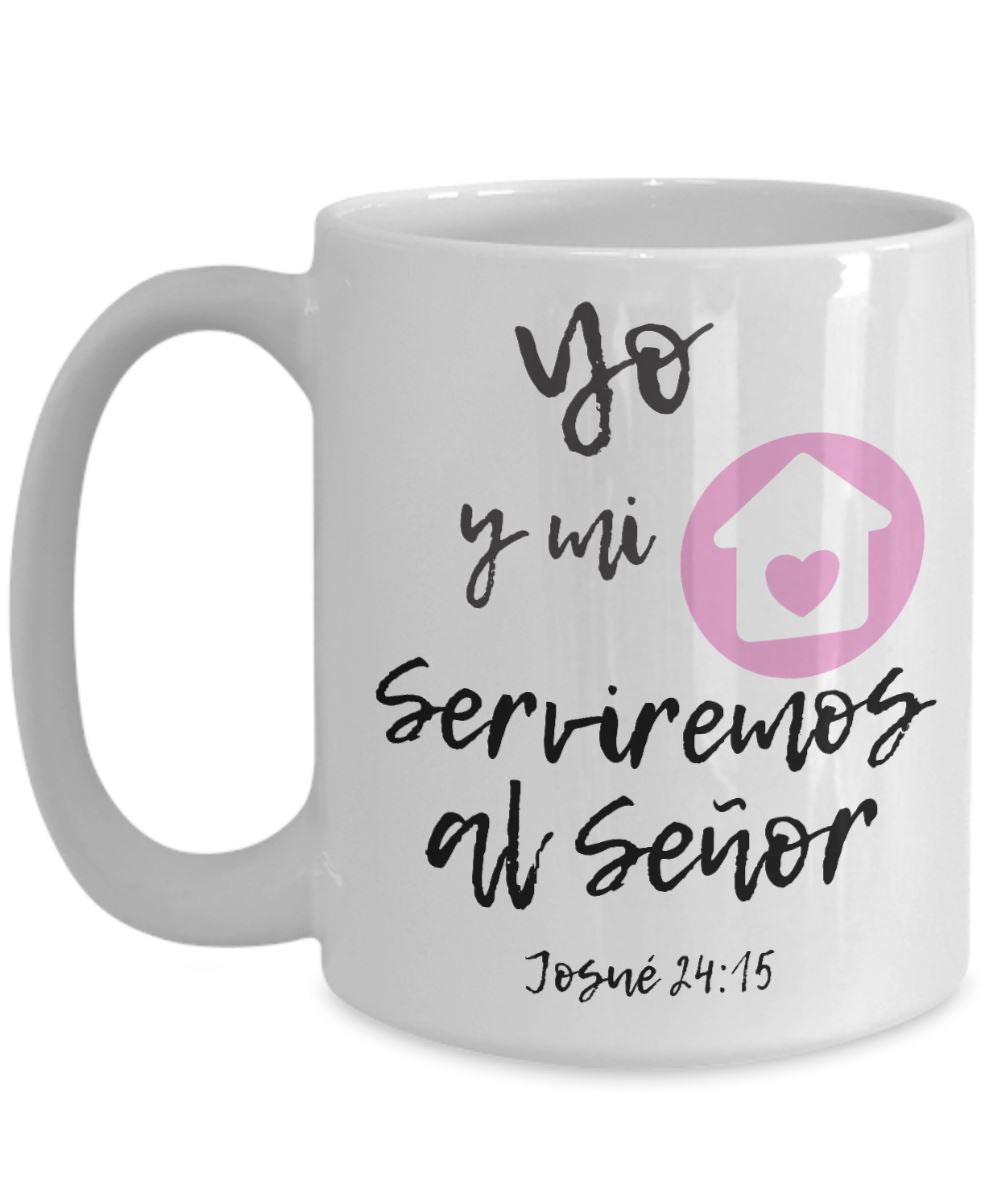 Taza con Mensaje De Dios: Yo y mi casa - Josué 24:15 Coffee Mug Gearbubble 