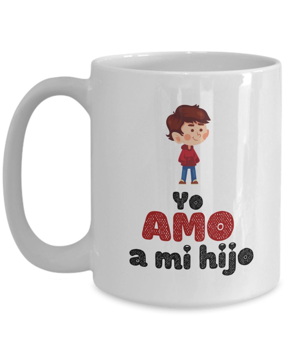 Taza con Mensaje para hijo: Yo Amo a mi hijo Coffee Mug Regalos.Gifts 15oz Mug White 