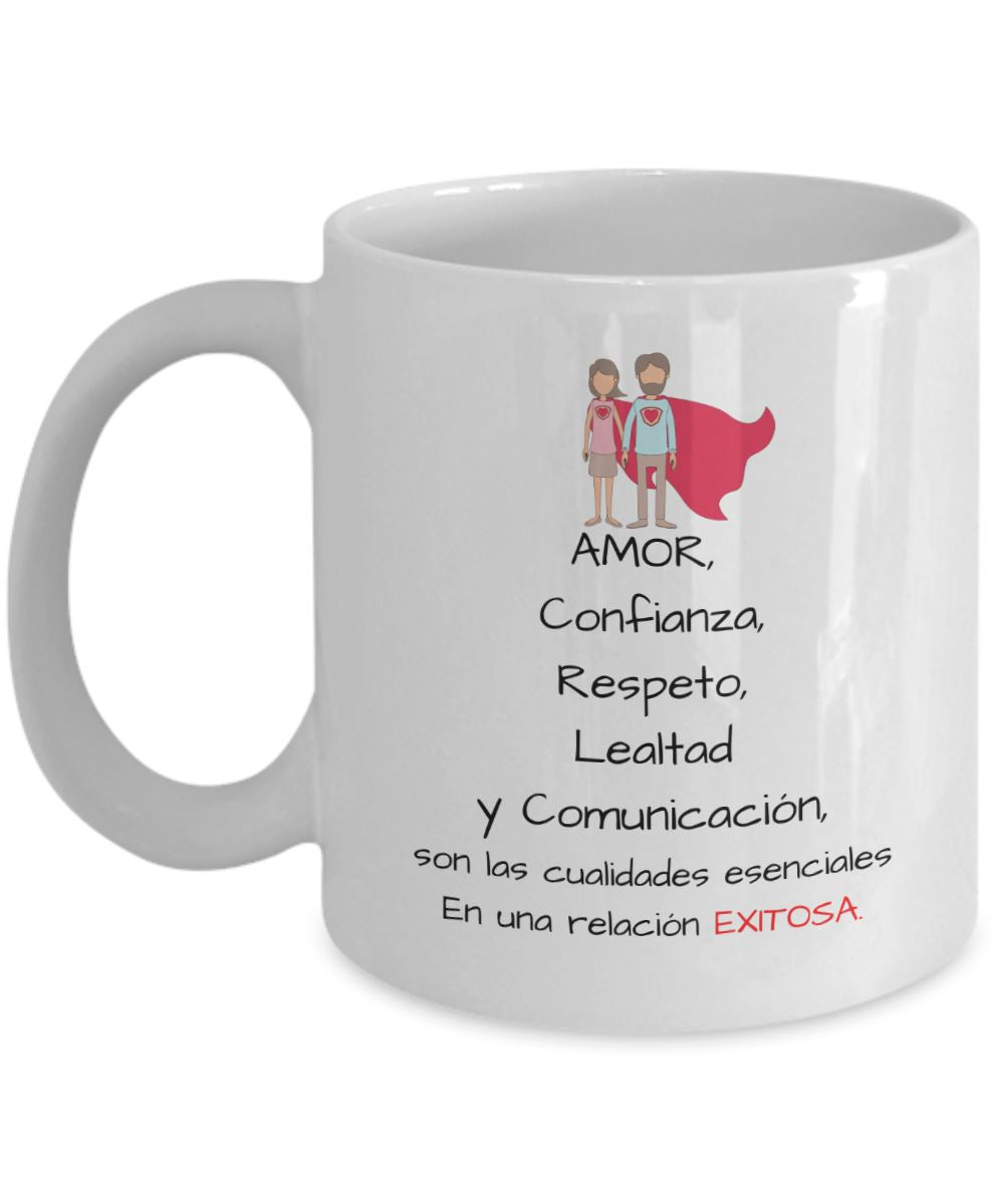 Taza con Mensaje para Pareja: Amor, Confianza, Respeto… Coffee Mug Regalos.Gifts 11oz Mug White 