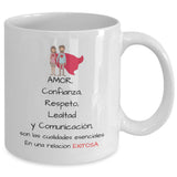 Taza con Mensaje para Pareja: Amor, Confianza, Respeto… Coffee Mug Regalos.Gifts 