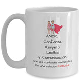 Taza con Mensaje para Pareja: Amor, Confianza, Respeto… Coffee Mug Regalos.Gifts 15oz Mug White 