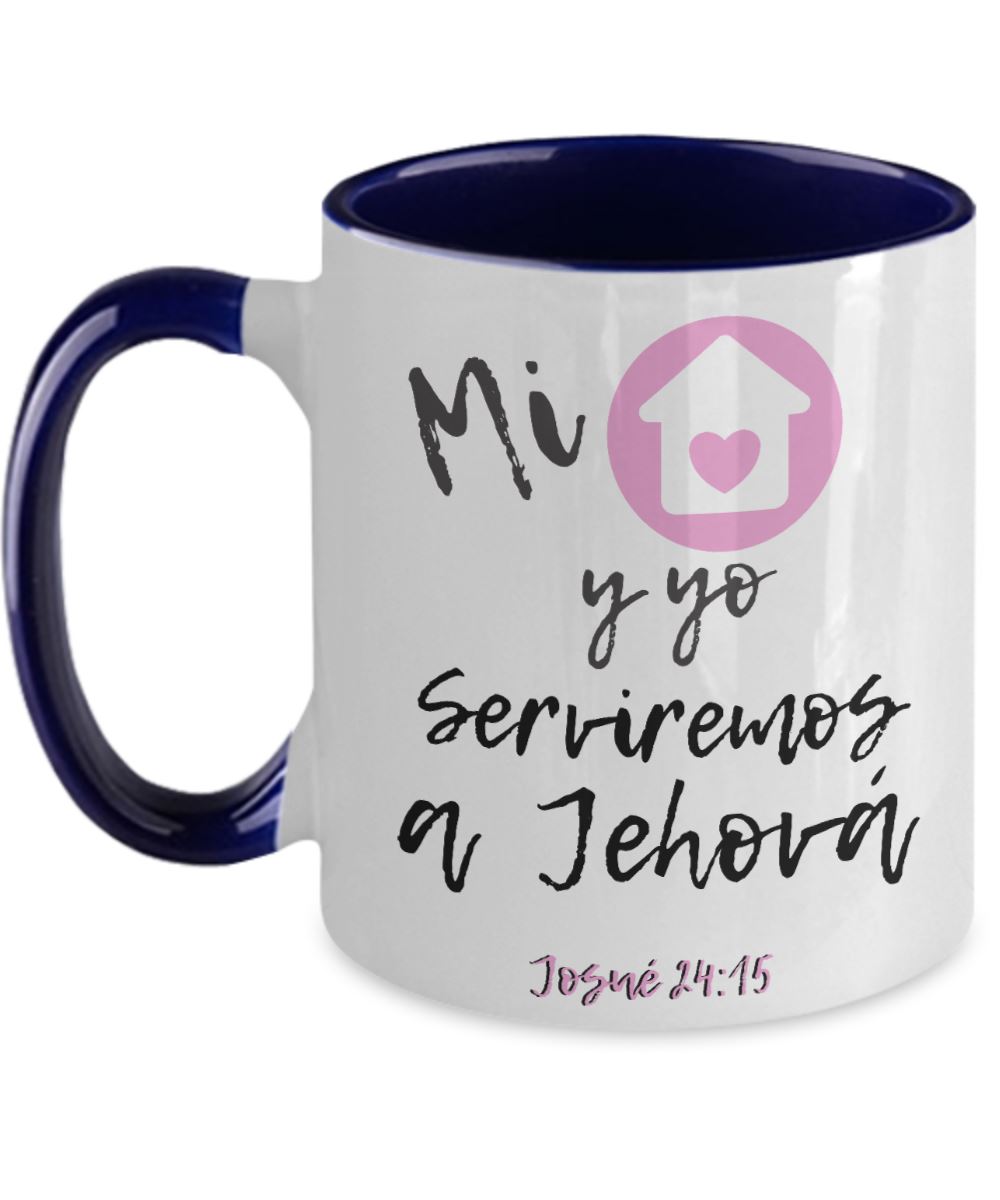 Taza de 2 Tonos con Mensaje De Dios: Mi casa y yo serviremos - Josué 24:15 Coffee Mug Gearbubble 