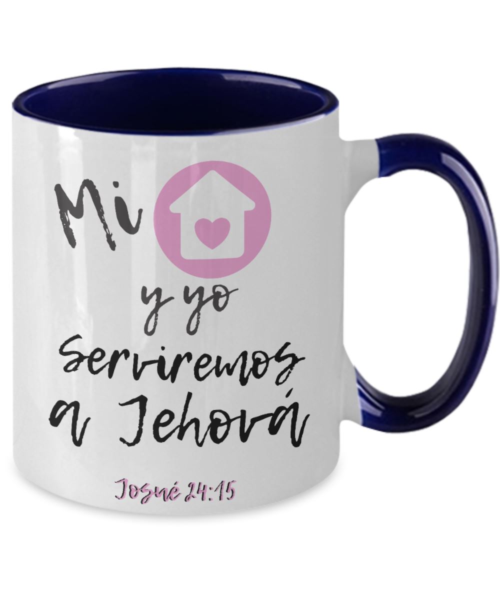 Taza de 2 Tonos con Mensaje De Dios: Mi casa y yo serviremos - Josué 24:15 Coffee Mug Gearbubble 