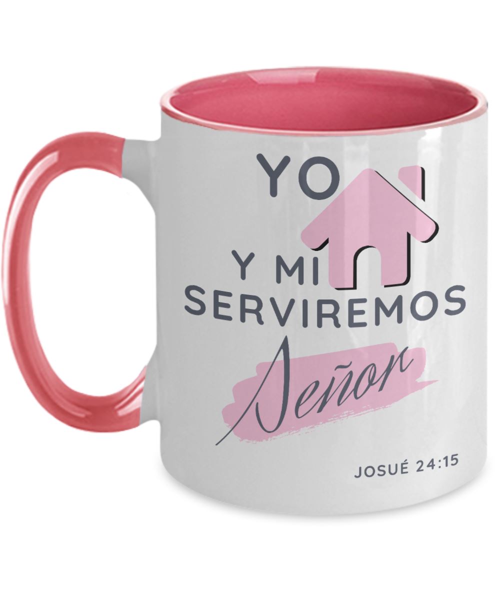 Taza de 2 Tonos con Mensaje De Dios: Versículo Biblia: Yo y mi casa… - Josué 24:15 Coffee Mug Gearbubble 