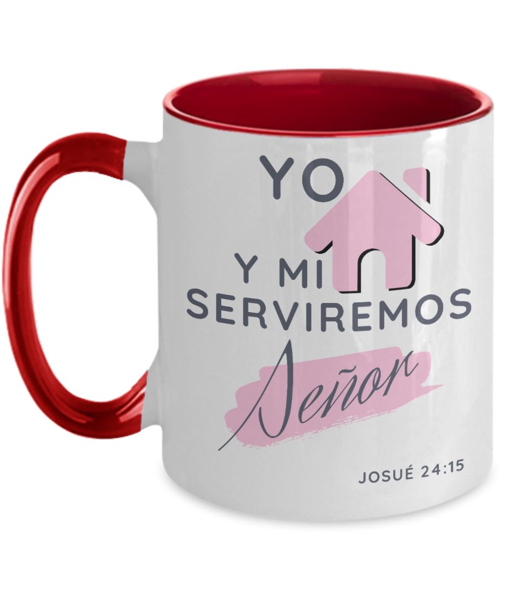 Taza de 2 Tonos con Mensaje De Dios: Versículo Biblia: Yo y mi casa… - Josué 24:15 Coffee Mug Gearbubble 