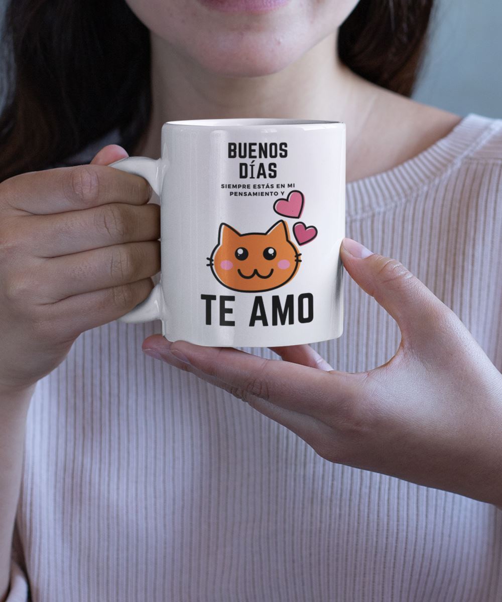 Taza de café: Buenos días, siempre estás en mi mente y te Amo Coffee Mug Regalos.Gifts 