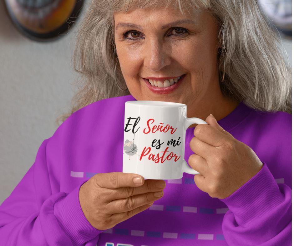 Taza de café con mensaje cristiano: El Señor es mi Pastor, nada me faltará . Coffee Mug Regalos.Gifts 