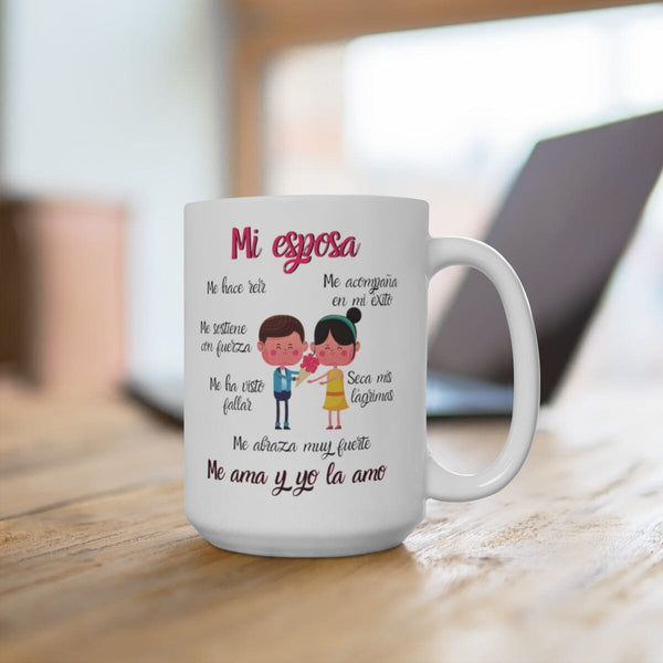 Taza de café con mensaje cristiano: Mi esposa… 11 y 15 onzas Mug Printify 