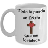 Taza de Café con mensaje cristiano: Todo lo puedo en Cristo… Coffee Mug Regalos.Gifts 