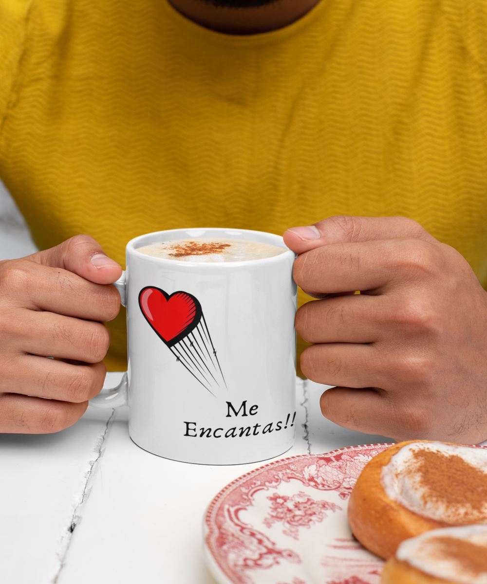 Taza de café con mensaje de amor: Me encantas… Coffee Mug Regalos.Gifts 