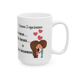 Taza de café con mensaje de amor: Tienes 3 opciones: Te beso, me besas o nos besamos.(11oz, 15oz) Mug Printify 15oz 