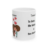 Taza de café con mensaje de amor: Tienes 3 opciones: Te beso, me besas o nos besamos.(11oz, 15oz) Mug Printify 