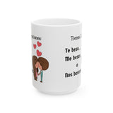 Taza de café con mensaje de amor: Tienes 3 opciones: Te beso, me besas o nos besamos.(11oz, 15oz) Mug Printify 