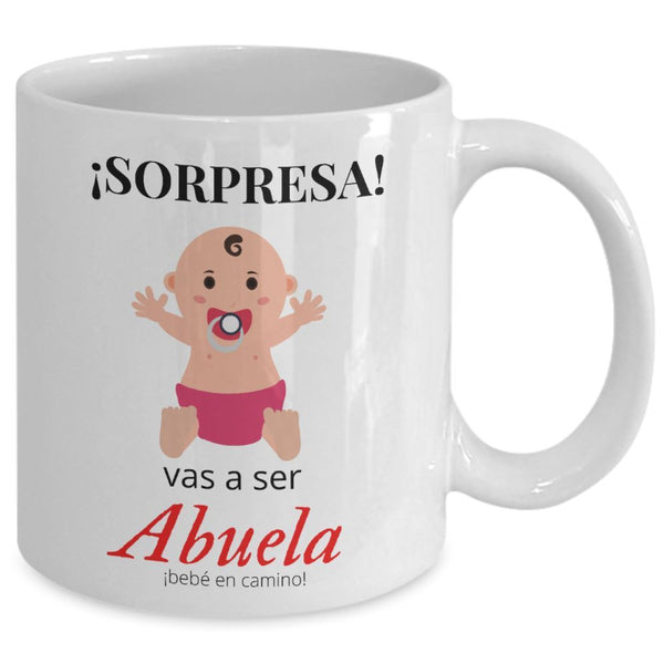 Taza de café con mensaje para Sorpresa: Sorpresa, vas a ser ABUELA Coffee Mug Regalos.Gifts 