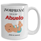 Taza de café con mensaje sorpresa: Sorpresa, vas a ser ABUELO Coffee Mug Regalos.Gifts 