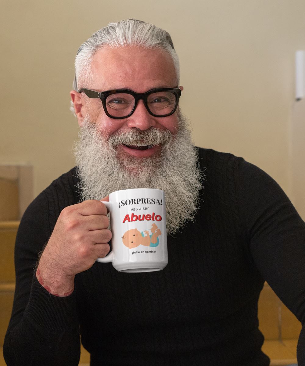 Taza de café con mensaje sorpresa: Sorpresa, vas a ser ABUELO Coffee Mug Regalos.Gifts 