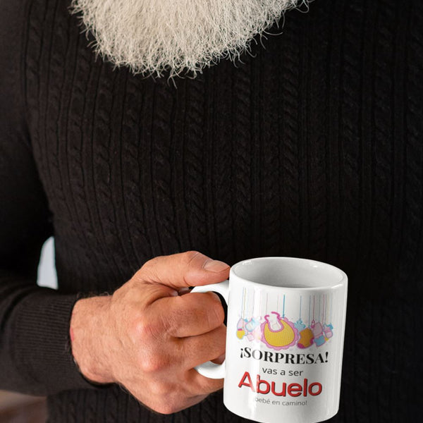 Taza de café con mensaje: Sorpresa, vas a ser ABUELO Coffee Mug Regalos.Gifts 