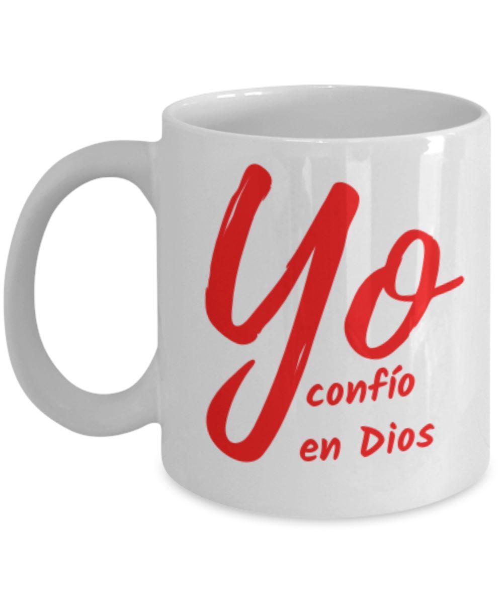 Taza de café con mensajes cristianos: Yo confío en Dios Coffee Mug Regalos.Gifts 