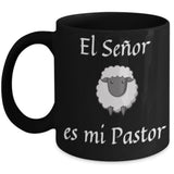 Taza de café: El Señor es mi Pastor, nada me faltará (Negra con letras blancas) Coffee Mug Regalos.Gifts 