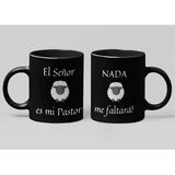 Taza de café: El Señor es mi Pastor, nada me faltará (Negra con letras blancas) Coffee Mug Regalos.Gifts 