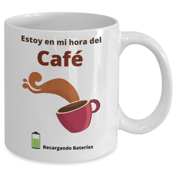 Taza de Café: Estoy en mi hora del café. Recargando Baterías. Coffee Mug Regalos.Gifts 