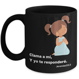 Taza de Café mensaje cristiano: Clama a mí y yo te responderé. Regalo ideal para Mujer - Niña. Coffee Mug Regalos.Gifts 
