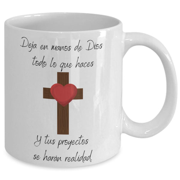 Taza de Café mensaje cristiano: Deja en manos De Dios TODO. Regalo ideal. Coffee Mug Regalos.Gifts 