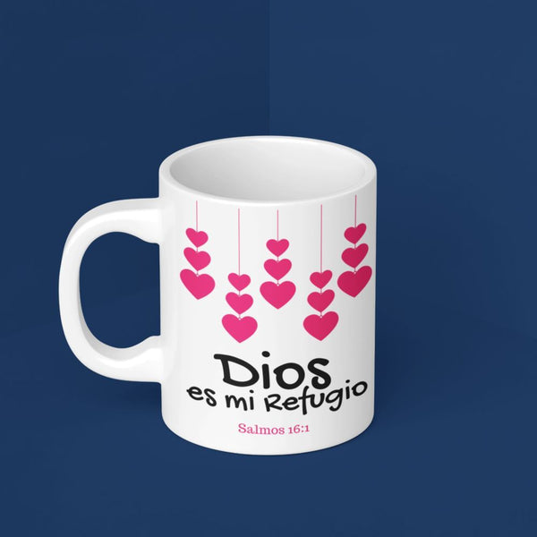 Taza de Café mensaje cristiano: Dios es mi Refugio. Regalo ideal. Coffee Mug Regalos.Gifts 