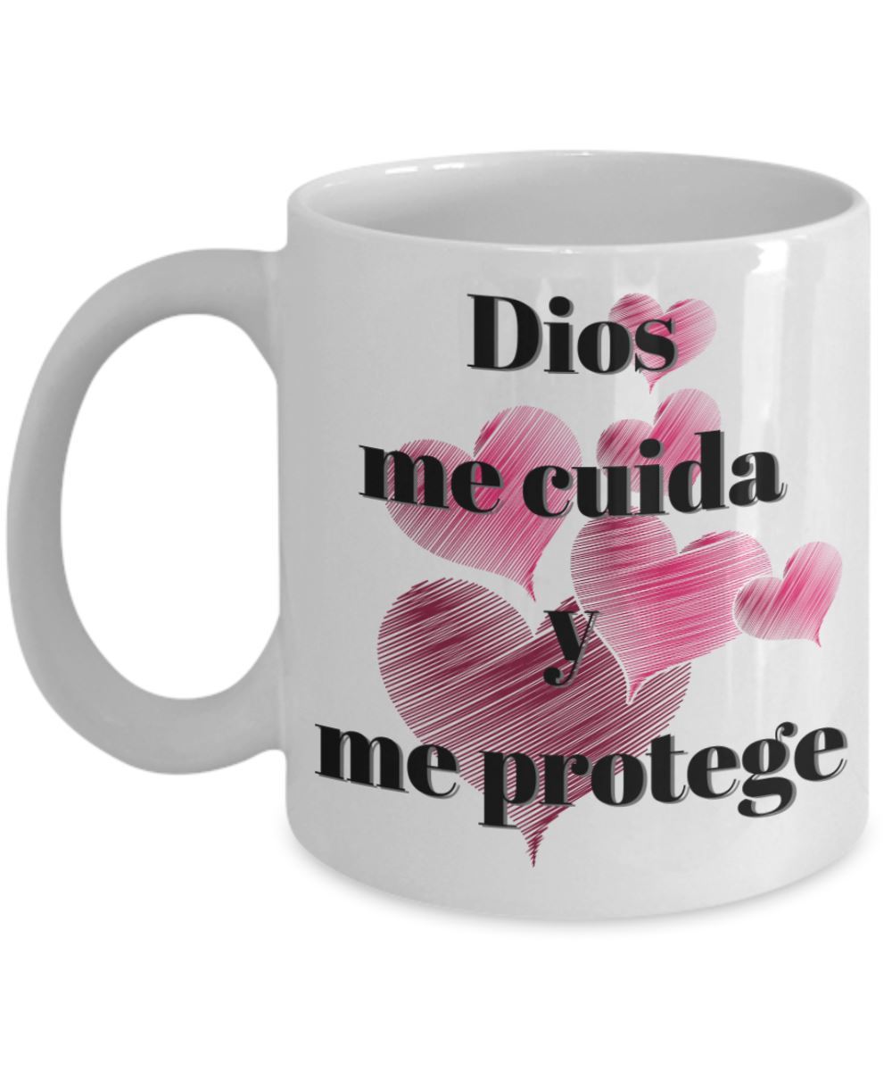 Taza de Café mensaje cristiano: Dios me cuida. Regalo ideal. Coffee Mug Regalos.Gifts 