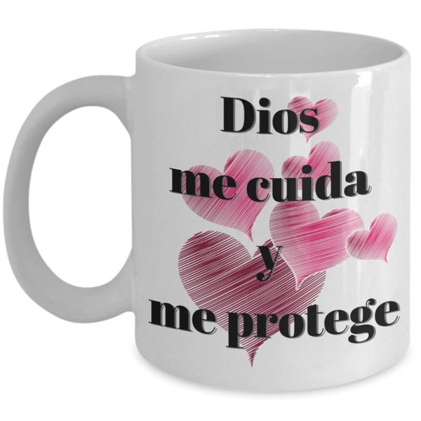 Taza de Café mensaje cristiano: Dios me cuida. Regalo ideal. Coffee Mug Regalos.Gifts 