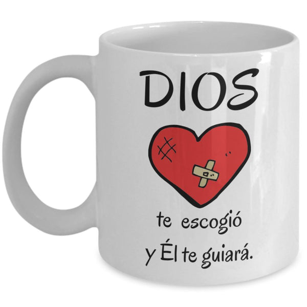 Taza de Café mensaje cristiano: Dios te escogió Coffee Mug Regalos.Gifts 