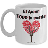 Taza de Café mensaje cristiano: El Amor Todo lo Puede. Regalo ideal. Coffee Mug Regalos.Gifts 