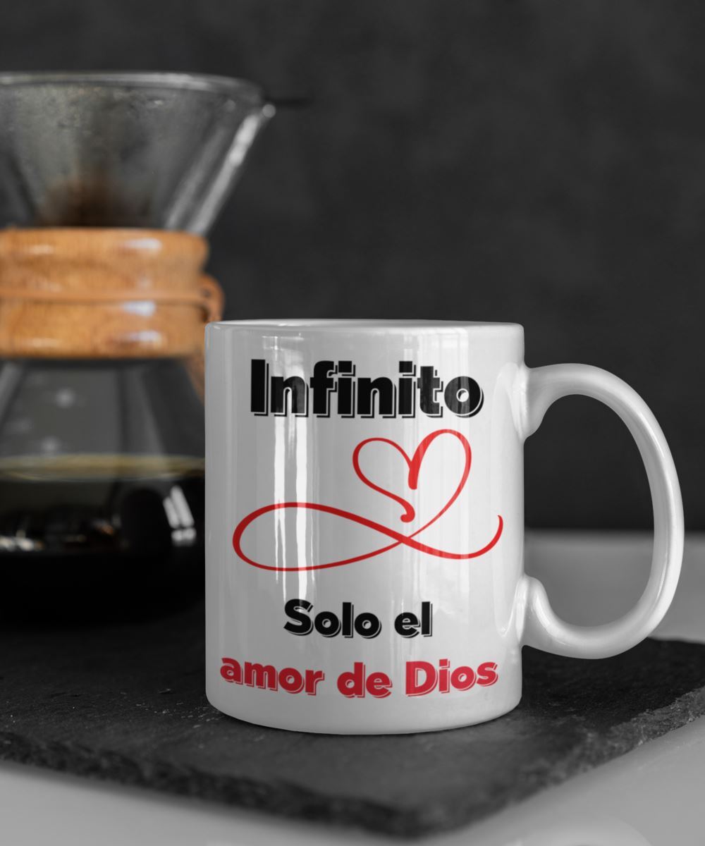 Taza de Café mensaje cristiano: Infinito, solo el amor De Dios. Regalo ideal. Coffee Mug Regalos.Gifts 