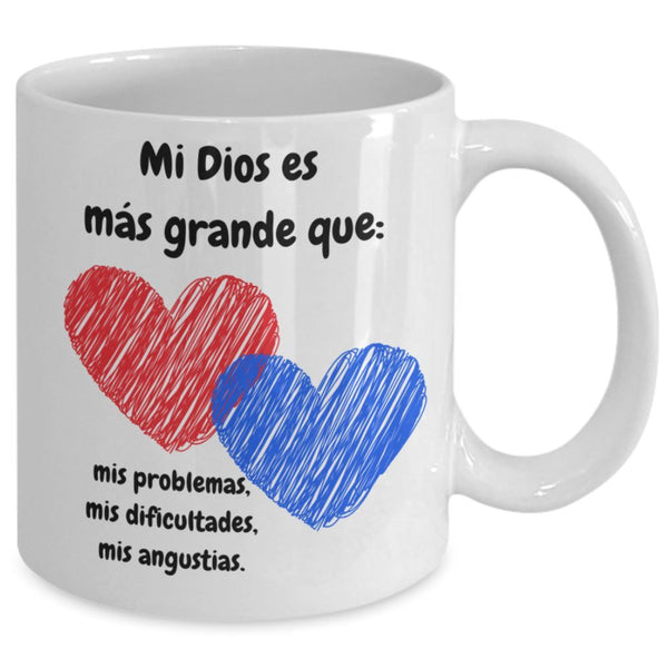 Taza de Café mensaje cristiano: Mi Dios es más grande que… Regalo ideal. Coffee Mug Regalos.Gifts 