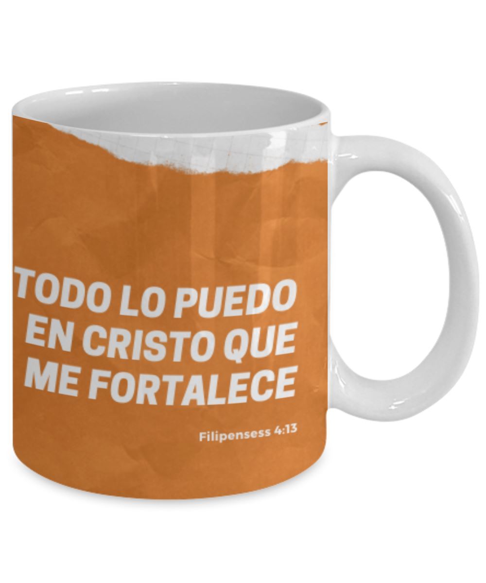 Taza de Café para apasionados de Correr con mensaje Cristiano: Todo lo puedo… Coffee Mug Regalos.Gifts 