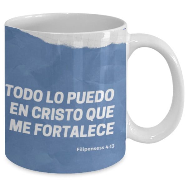 Taza de Café para apasionados de la Gimnasia con mensaje Cristiano: Todo lo puedo… Coffee Mug Regalos.Gifts 