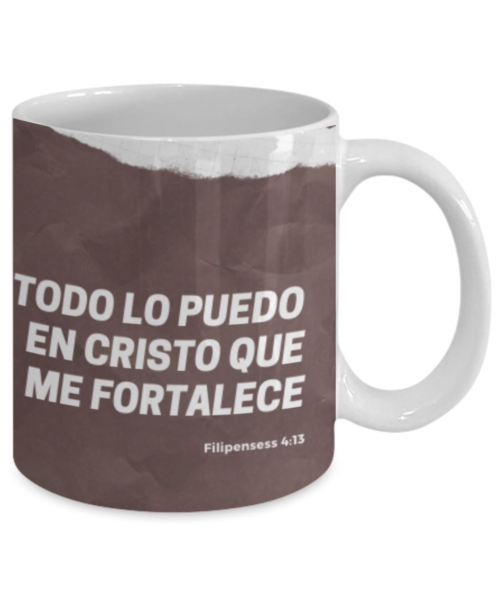 Taza de Café para apasionados del Ajedrez con mensaje Cristiano: Todo lo puedo… Coffee Mug Regalos.Gifts 