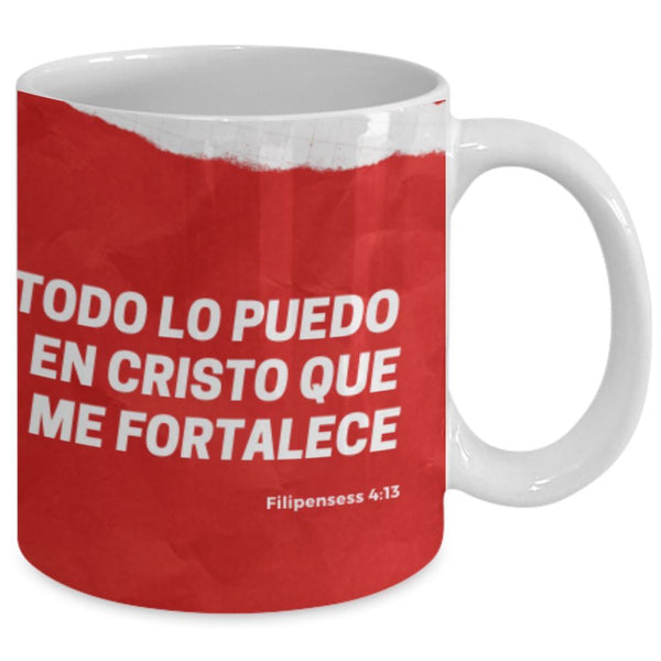 Taza de Café para apasionados del Baseball con mensaje Cristiano: Todo lo puedo… Coffee Mug Regalos.Gifts 
