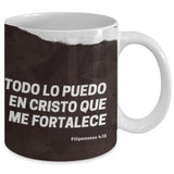 Taza de Café para apasionados del ejercicio con mensaje Cristiano: Todo lo puedo… Coffee Mug Regalos.Gifts 