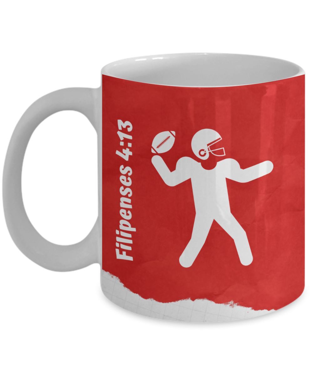 Taza de Café para apasionados del Football Americano con mensaje Cristiano: Todo lo puedo… Coffee Mug Regalos.Gifts 