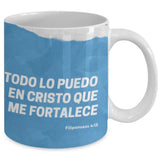 Taza de Café para apasionados por la Natación con mensaje Cristiano: Todo lo puedo… Coffee Mug Regalos.Gifts 