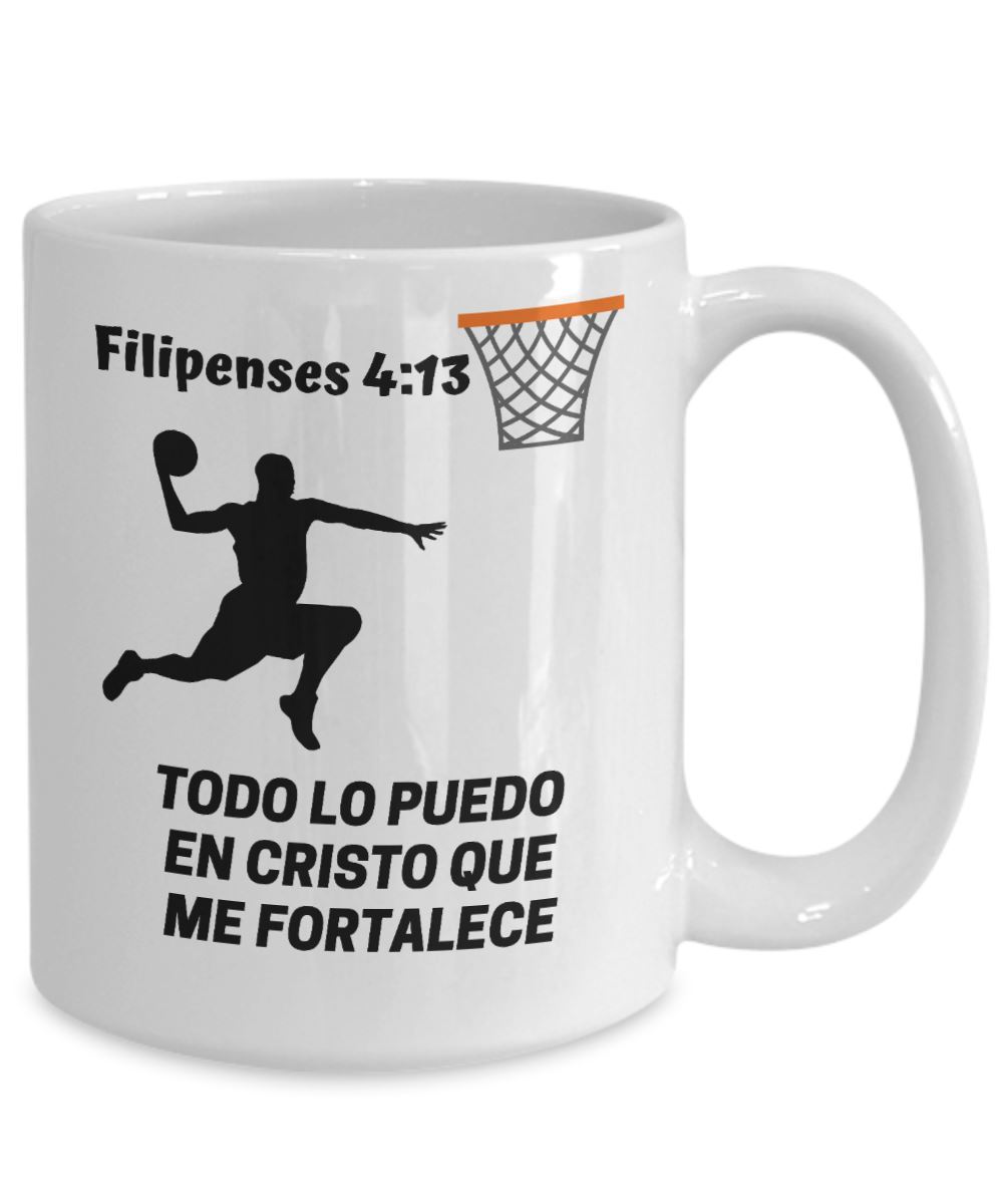 Taza de Café para fanáticos del BASKETBALL: Todo lo puedo… Coffee Mug Regalos.Gifts 