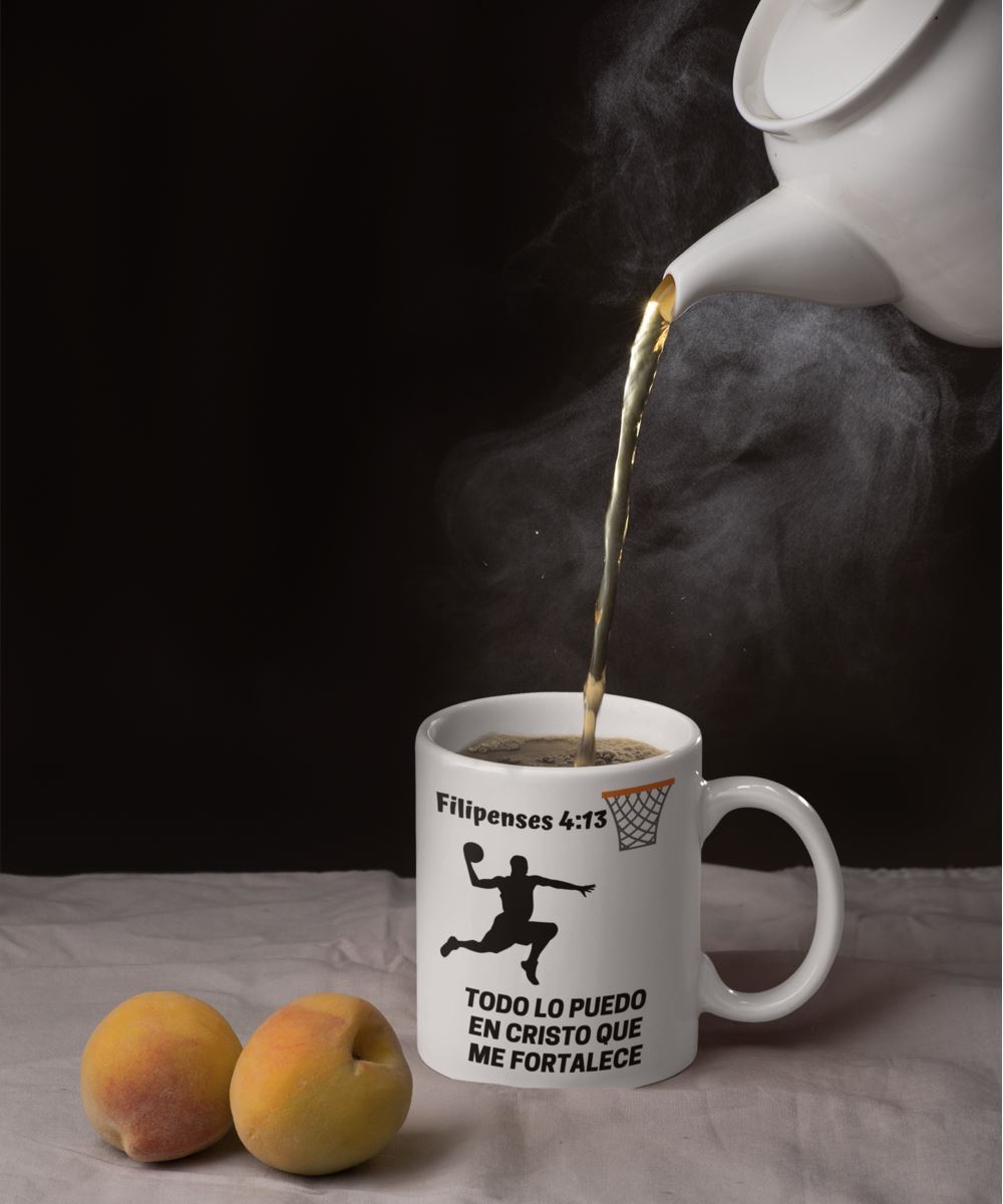 Taza de Café para fanáticos del BASKETBALL: Todo lo puedo… Coffee Mug Regalos.Gifts 
