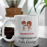 Taza de café para la pareja: Estado civil: Completamente Feliz Contigo Coffee Mug Regalos.Gifts 