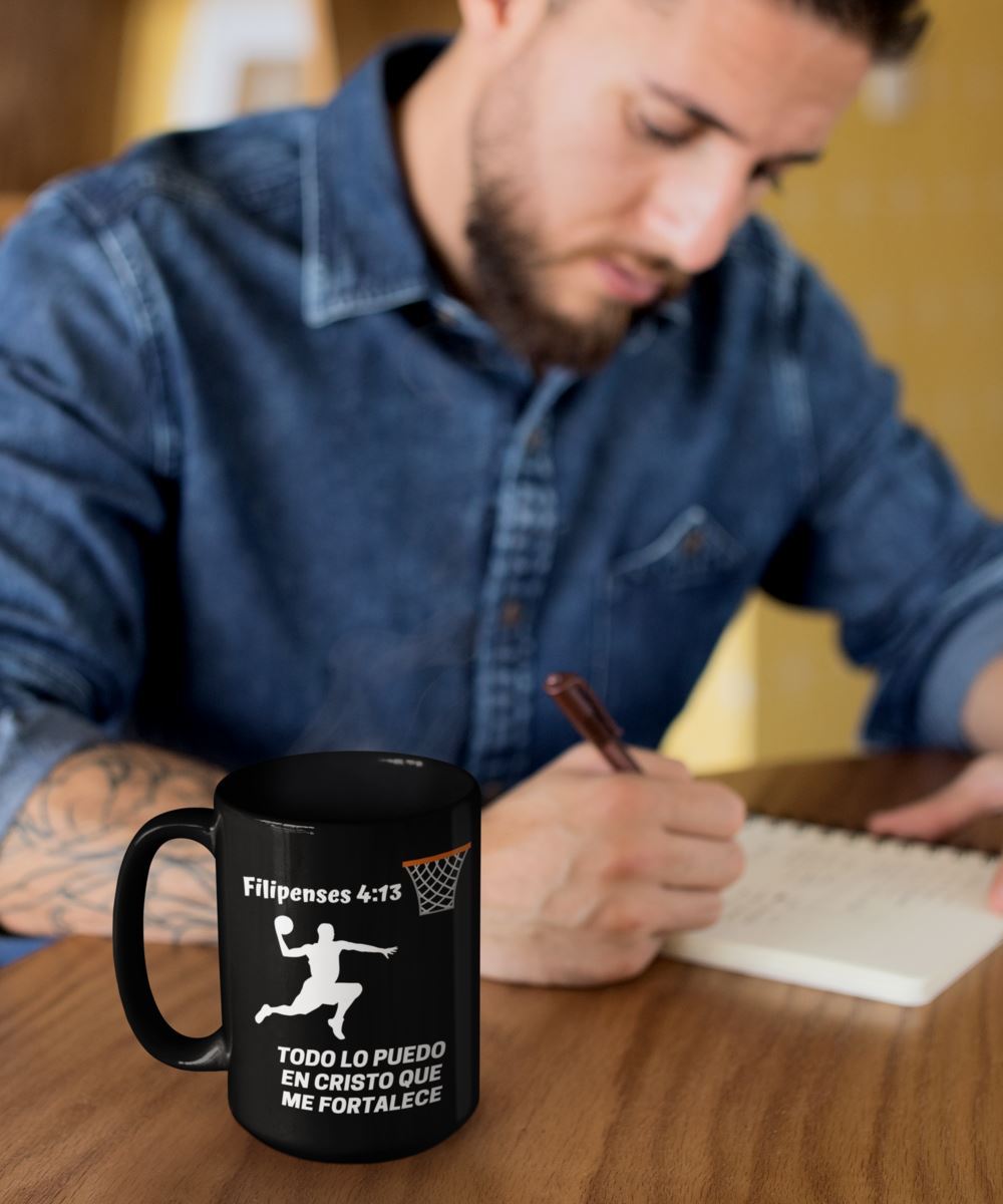 Taza de Café para los que les gusta jugar BASKETBALL: Todo lo puedo… Coffee Mug Regalos.Gifts 