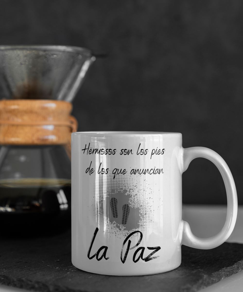 Taza de regalo para Pastor: Hermosos son los pies de los que anuncian La Paz Coffee Mug Regalos.Gifts 
