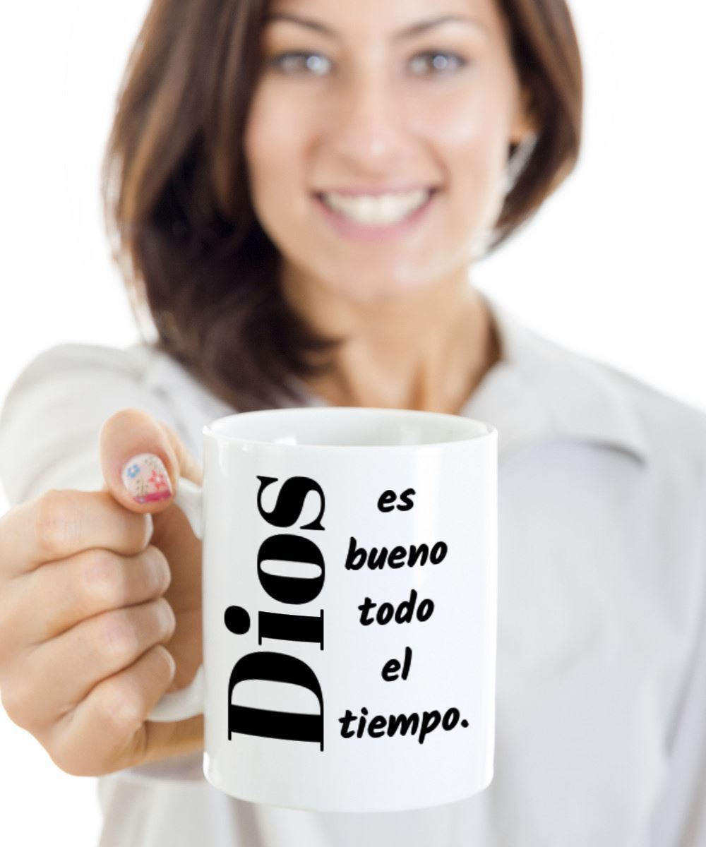 Taza: Dios es bueno (color blanca) Coffee Mug Regalos.Gifts 